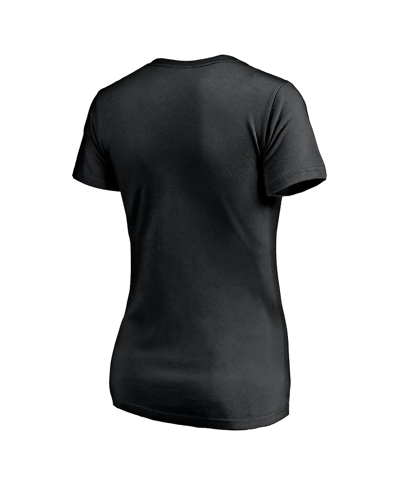 Fanatics Women's Black Pittsburgh Steelers Training Camp Stripe V-Neck T-Shirt
