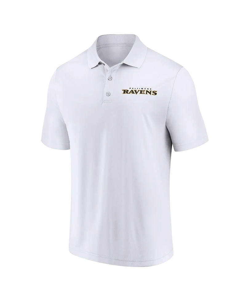 Fanatics Men's White Baltimore Ravens Lockup Polo Shirt