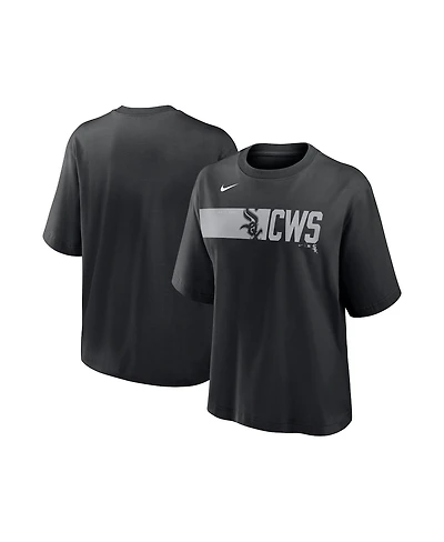 Nike Women's Black Chicago White Sox Knockout Boxy T-Shirt