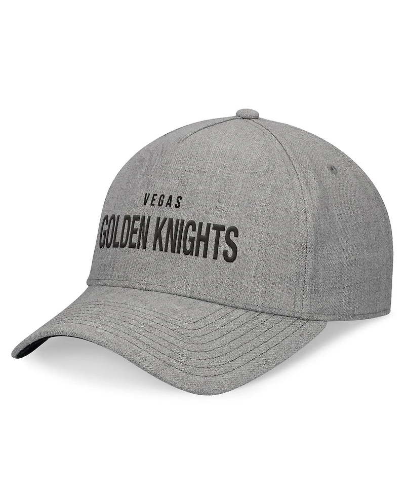 Fanatics Men's Heather Gray Vegas Golden Knights Elements A-Frame Leather Strap Back Hat
