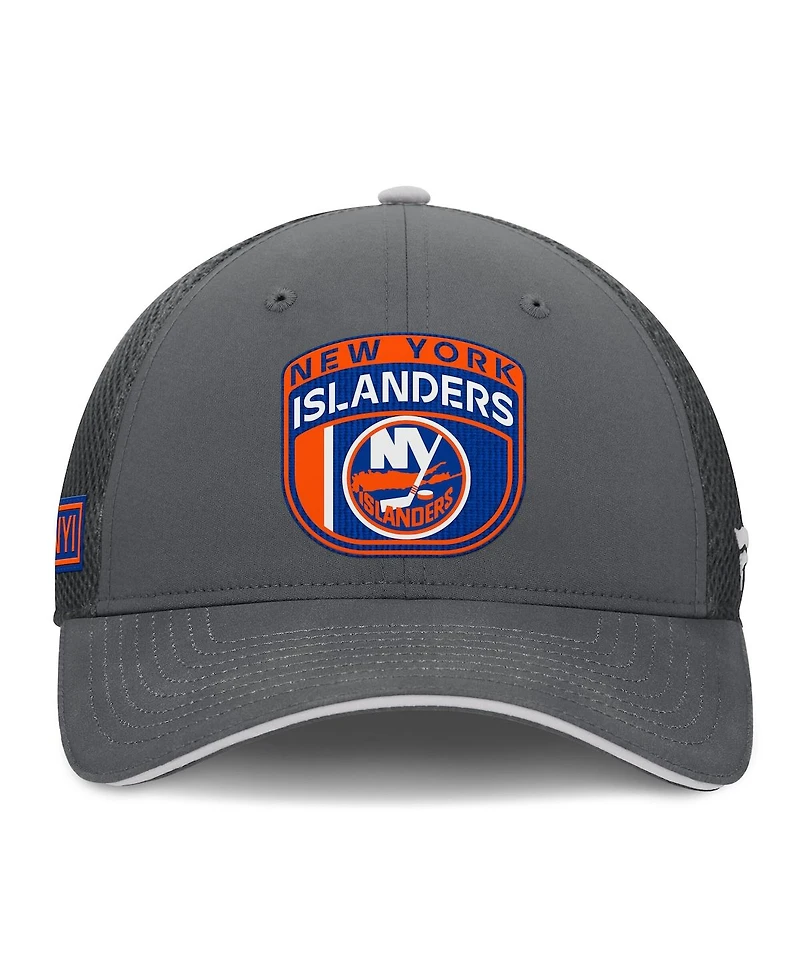 Fanatics Men's Gray New York Islanders Authentic Pro Home Ice Trucker Adjustable Hat