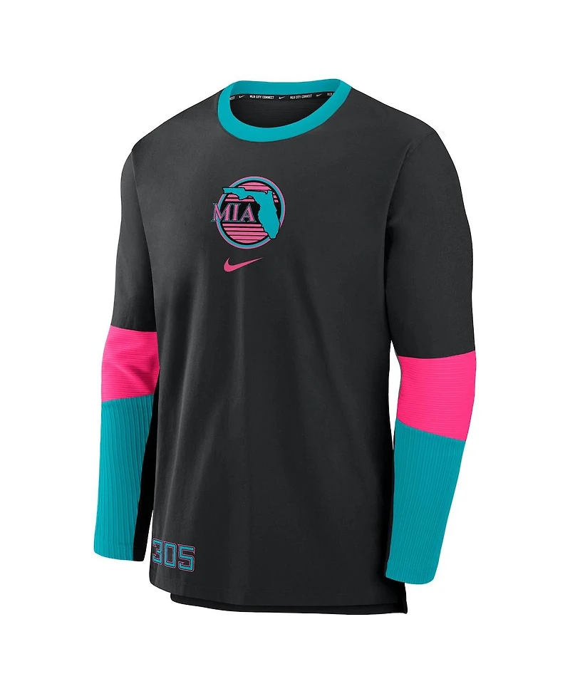 Nike Men's Black Miami Marlins 2025 City Connect Authentic Collection Player Tri-Blend Performance Long Sleeve T-Shirt