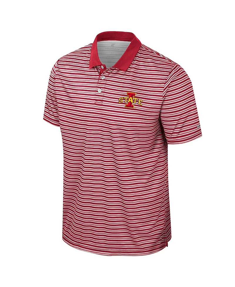 Colosseum Men's Cardinal Iowa State Cyclones Striped Polo Shirt