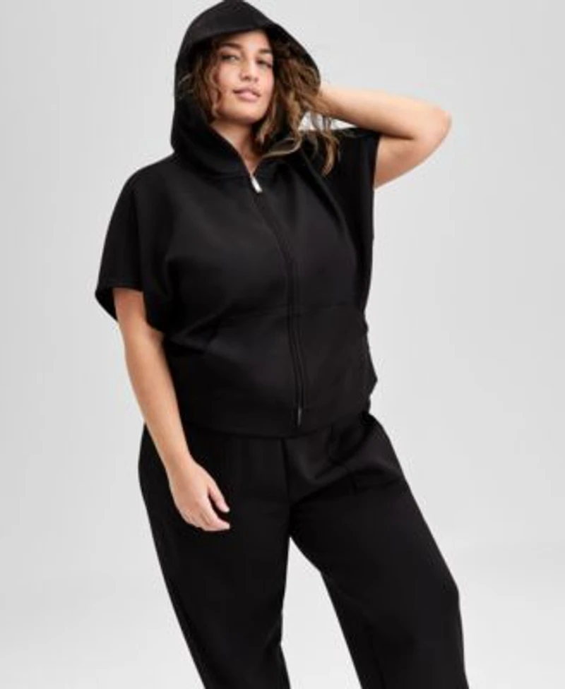 Now This Trendy Plus Size Cap Sleeve Scuba Knit Hoodie Jogger Pants Exclusively At Macys