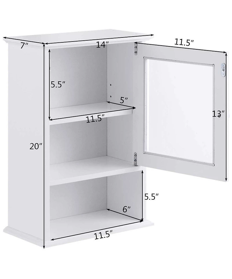 Bathroom Wall Mounted Adjustable Hanging Storage Medicine Cabinet