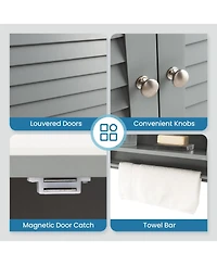 2-Doors Bathroom Wall-Mounted Medicine Cabinet with Towel Bar