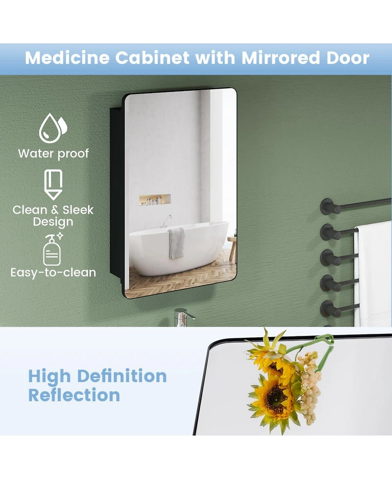 20 x30 Inch Multi-Functional Bathroom Mirror Cabinet with Adjustable Shelves