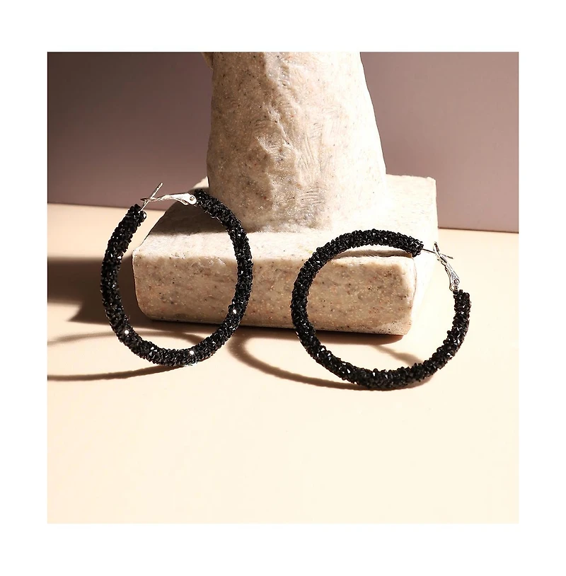 Sohi Embellished Cluster Hoop Earrings