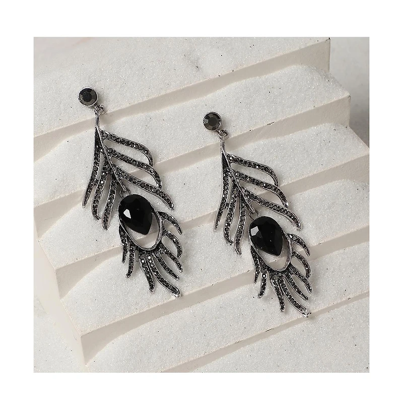 Sohi Stone Leaf Drop Earrings