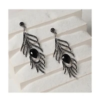Sohi Stone Leaf Drop Earrings