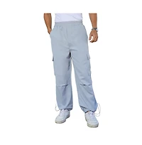Campus Sutra Men's Cloud Grey Solid Parachute Cargo Pants