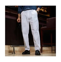 Campus Sutra Men's Cream White Ribbed-Pleated Chino Trousers