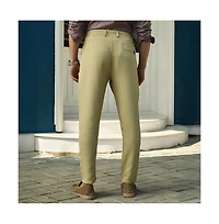 Campus Sutra Men's Lime Green Linen-Blend Chino Trousers