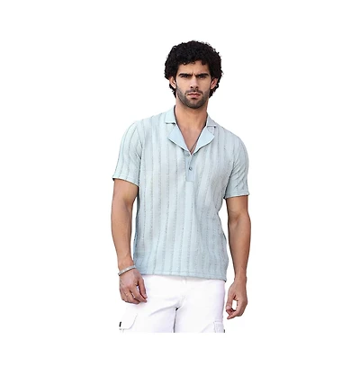 Campus Sutra Men's Mint Green Wicker-Tactile Polo T-Shirt