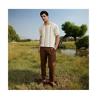 Campus Sutra Men's Buff Beige & Cream White Indie-Block Polo T-Shirt