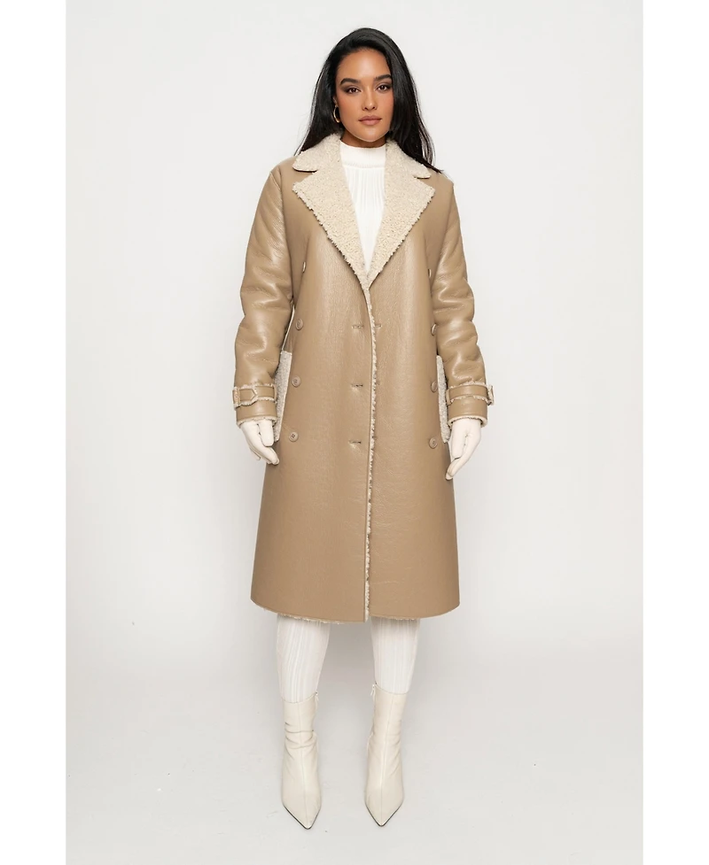 Jluxlabel Women's Sherpa And Faux Leather Coat