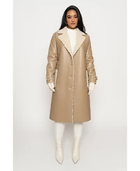 Jluxlabel Women's Sherpa And Faux Leather Coat