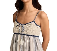 Lucky Brand Women's Crochet Bodice Cotton Maxi Dress
