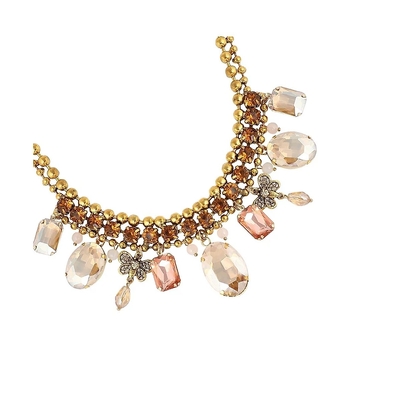 Sohi Gold-Plated Crystal Statement Necklace