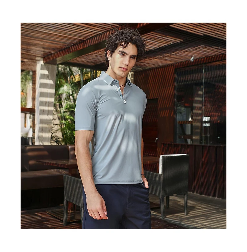 Campus Sutra Men's Coin Grey Seamless Solid Polo T-Shirt