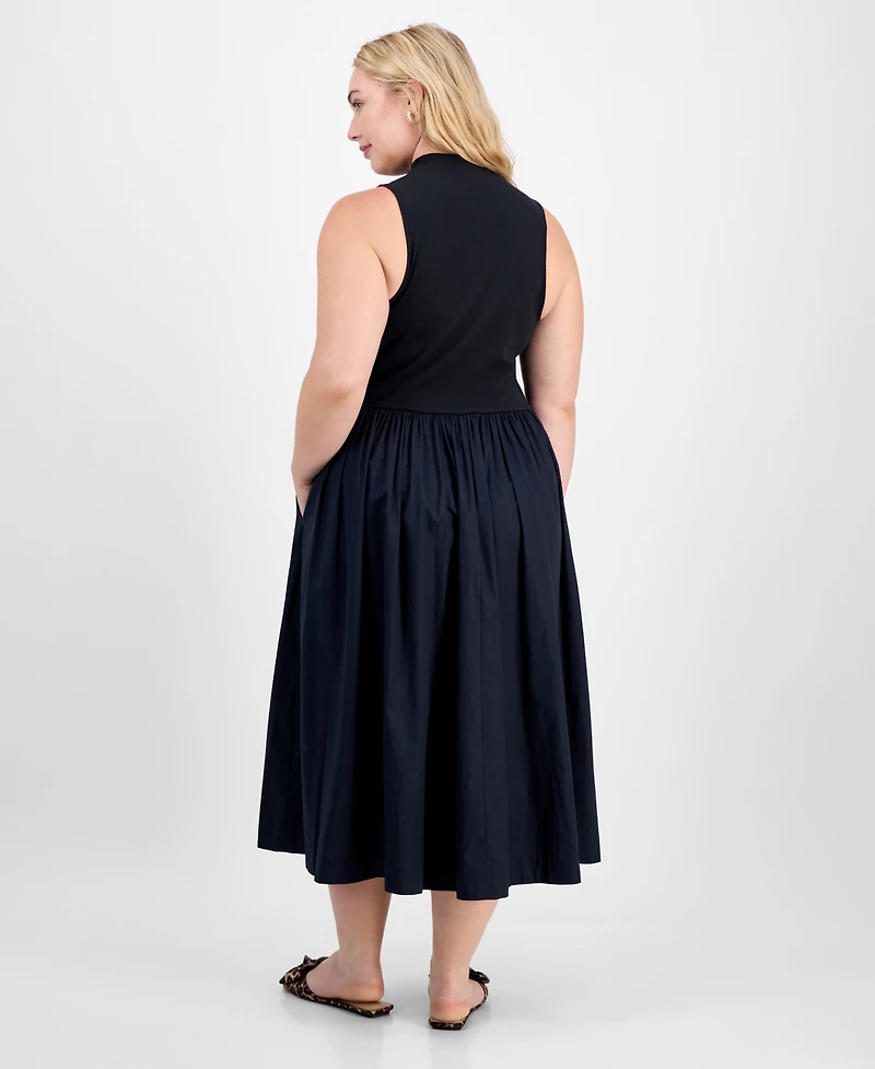 On 34th Trendy Plus Solid Mock-Neck Sleeveless Midi Dress, Macy's Exclusive