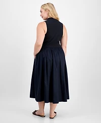 On 34th Trendy Plus Solid Mock-Neck Sleeveless Midi Dress, Macy's Exclusive