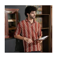 Campus Sutra Men's Burnt Sienna Folk-Logenze Oversized Polo T-Shirt