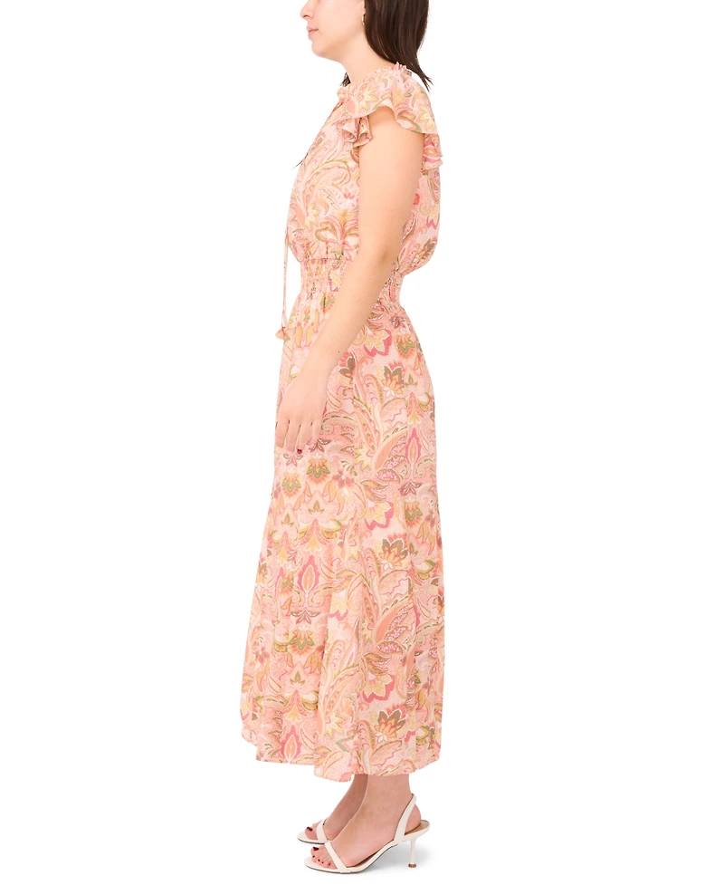 Sam & Jess Petite Printed Smocked-Waist Maxi Dress