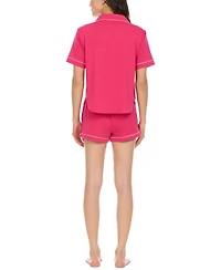 Flora by Nikrooz Women's Annie Button Down Shorty Notch Pajama Set, 2 Piece