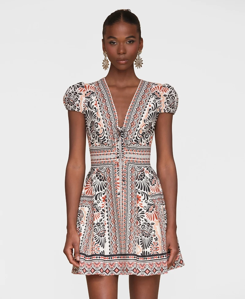 Avec Les Filles Women's Tie-Front Fit & Flare Dress