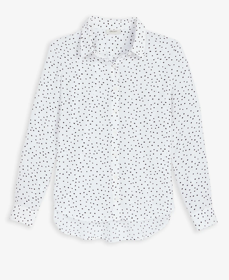 On 34th Women's Printed Silky Button-Front Shirt, Exclusively at Macy's