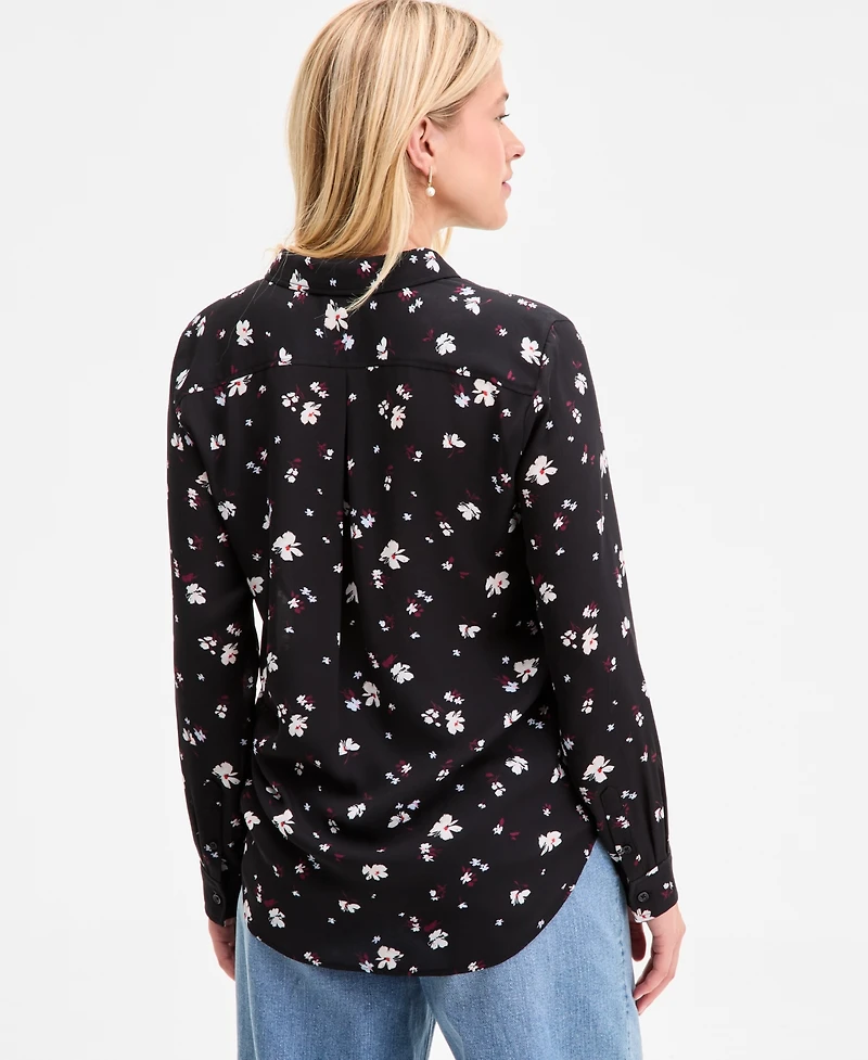 On 34th Women's Printed Silky Button-Front Shirt, Exclusively at Macy's