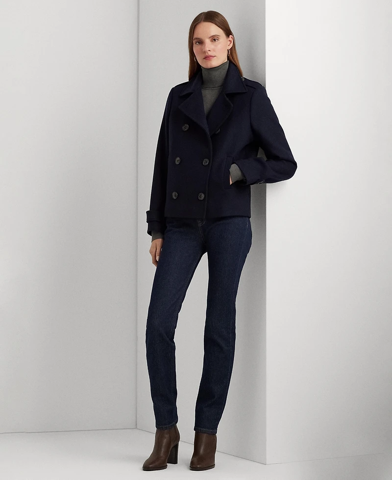 Lauren Ralph Women's Short Double-Breasted Wool Coat