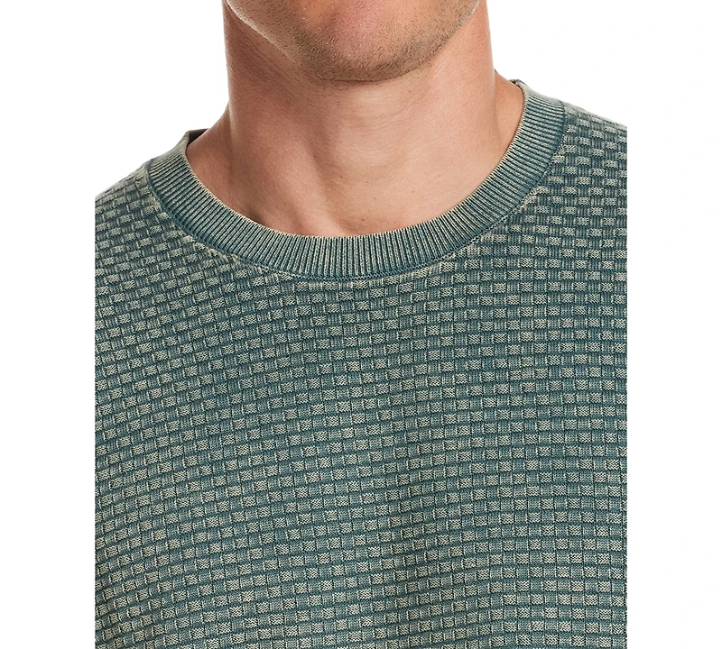 Weatherproof Vintage Men's Short Sleeve Woven Crewneck Sweater