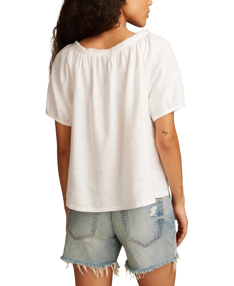 Lucky Brand Women's Short-Sleeve Peasant Top