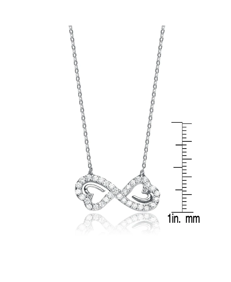 Sterling Silver White Gold Plated Cubic Zirconia Dainty Bow Neckalce