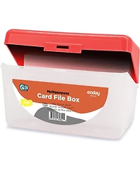 Enday Index Card Holder Red, 3x5 Note Flash Organizer Case, File w/flip top, Notecard Recipe, Holder, Holds 250 Cards (1 Pc)