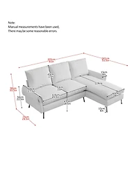Streamdale Modern Technical Leather Sofa with Reversible Chaise Lounge