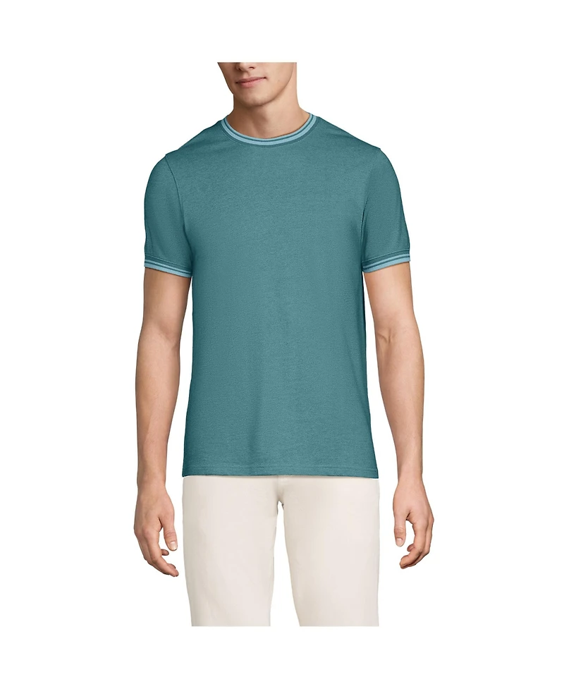 Lands' End Men's Short Sleeve Soft Pique Crew Tee