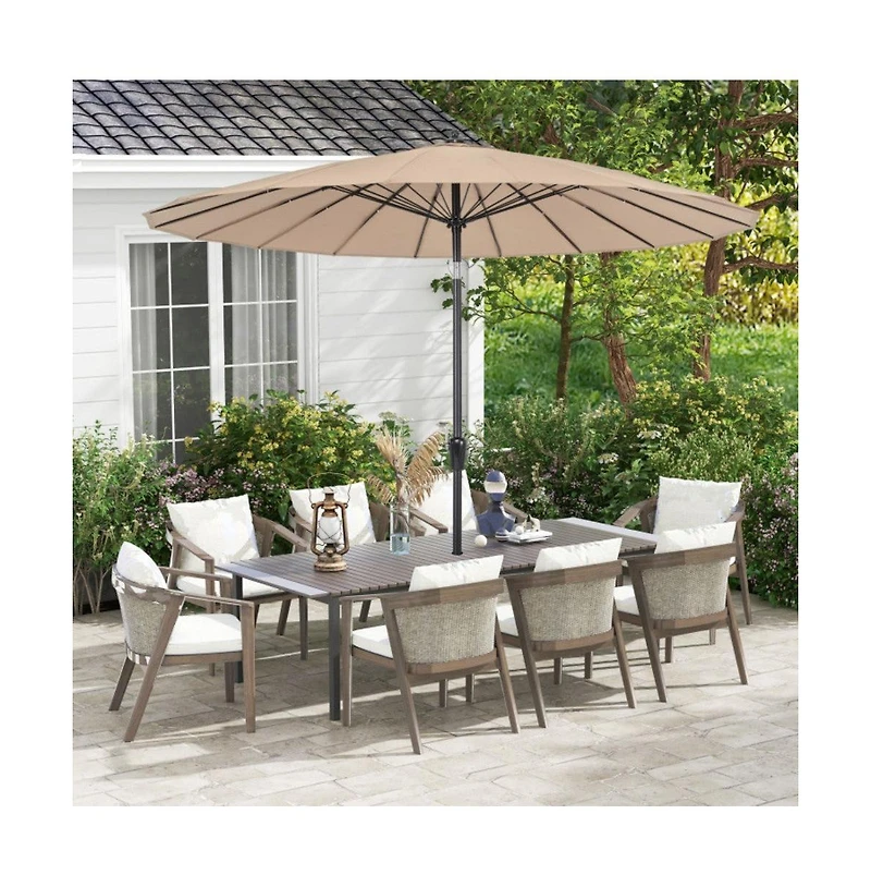 9 Feet Round Patio Umbrella with 18 Fiberglass Ribs