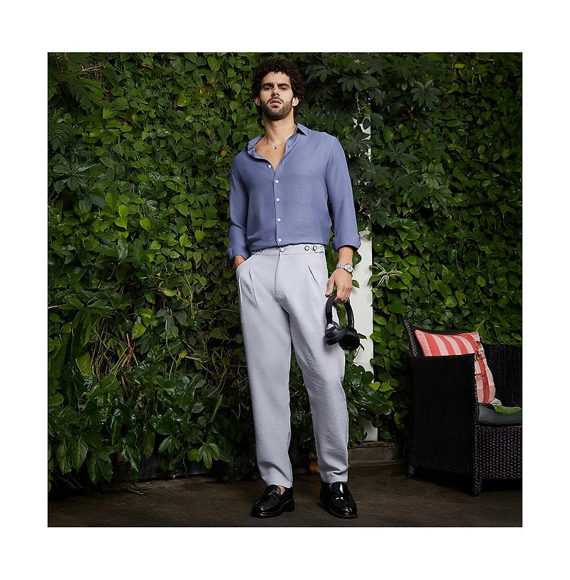 Campus Sutra Men's Cloud Grey Pleated Tailored Trousers
