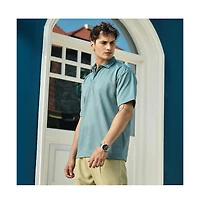 Campus Sutra Men's Sea Green Scratch-Tactile Polo T-Shirt