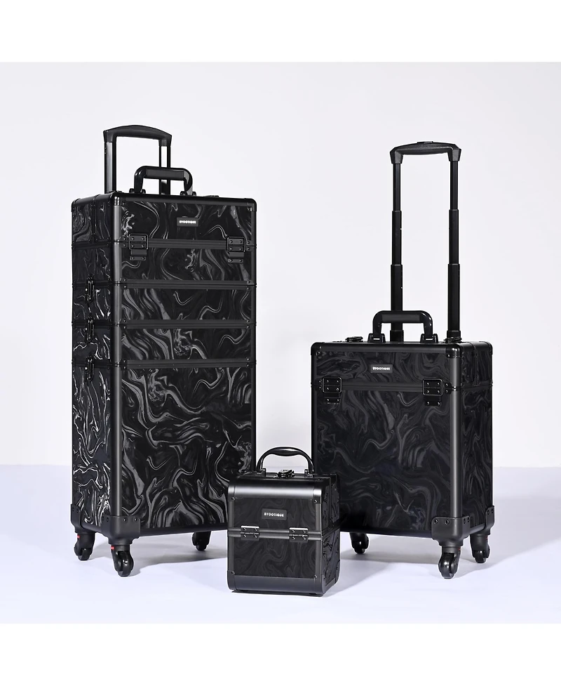 Byootique 3-Piece Makeup Train Cases Cosmetic Organizer Kit Wheel Cb Dusk