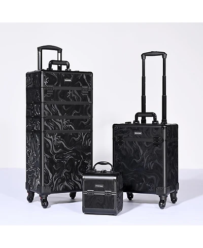 Byootique 3-Piece Makeup Train Cases Cosmetic Organizer Kit Wheel Cb Dusk