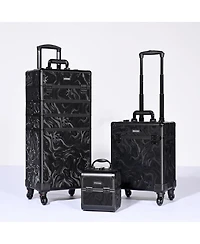 Byootique 3-Piece Makeup Train Cases Cosmetic Organizer Kit Wheel Cb Dusk