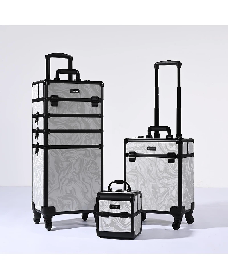 Byootique 3-Piece Makeup Train Cases Cosmetic Organizer Kit Wheel Cb Dusk