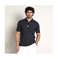 Campus Sutra Men's Midnight Black Seamless Ribbed Polo T-Shirt