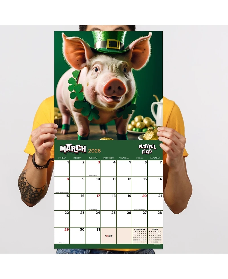 2026 Playful Pigs Wall Calendar