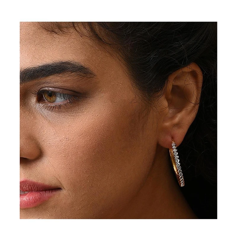 Sohi Gold-Plated Crystal Hoop Earrings