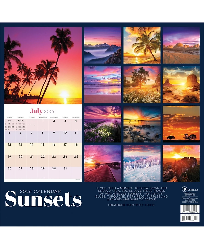 2026 Sunsets Wall Calendar